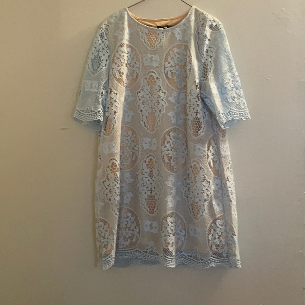 Boohoo Light Blue Lace Dress